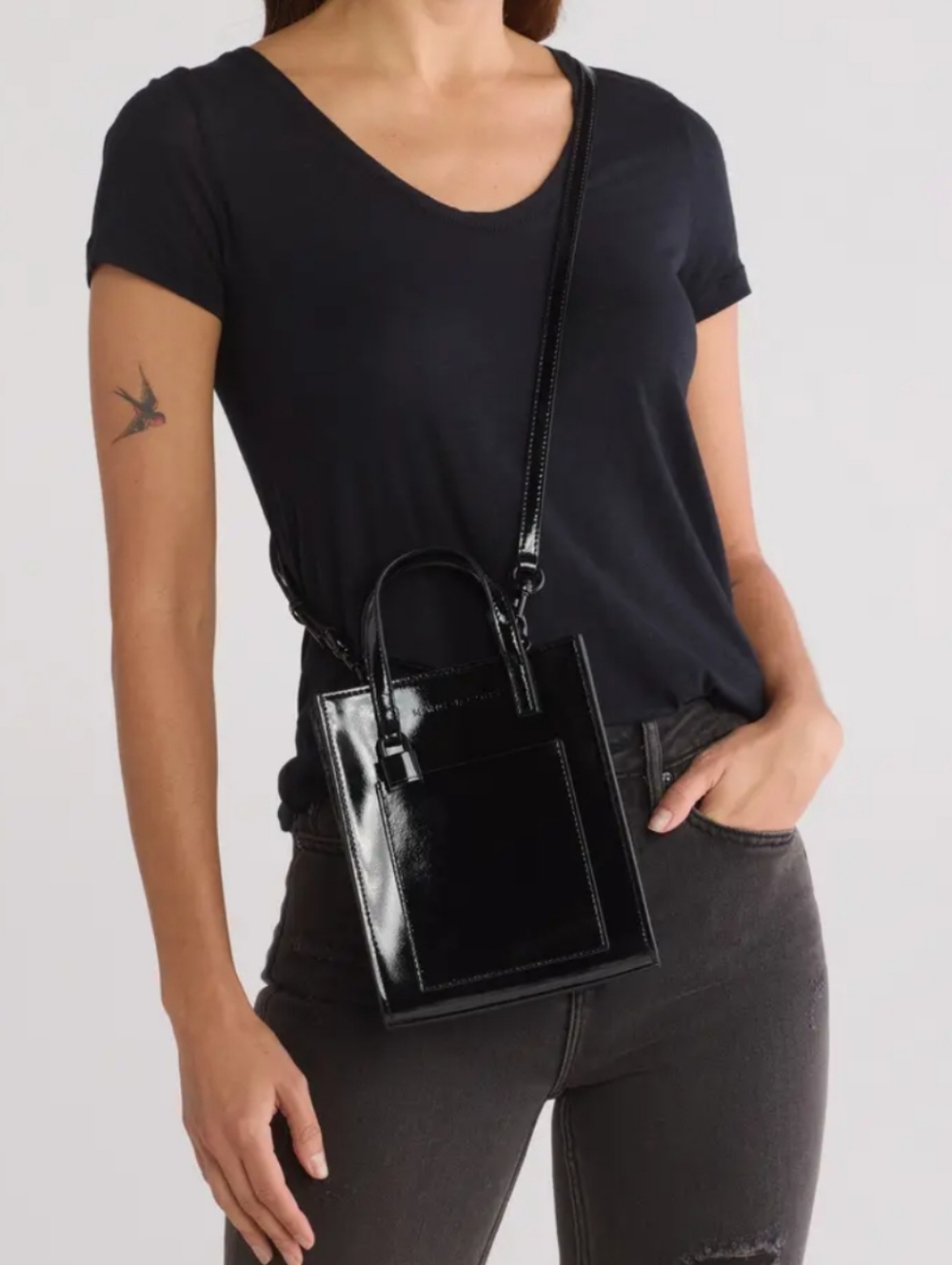 Marc Jacobs Patent Leather Mini Tote - Black